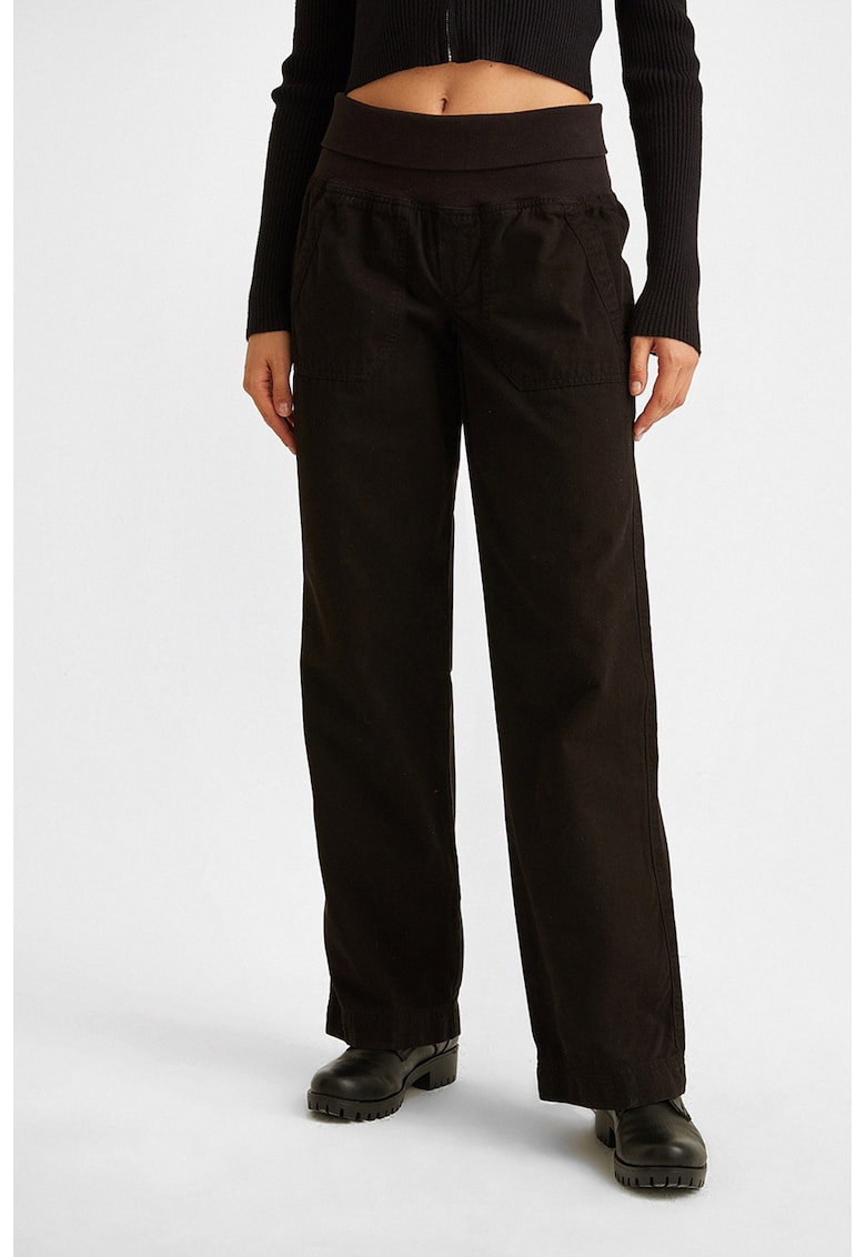 Oferte la Pantaloni din bumbac cu croiala dreapta - Negru