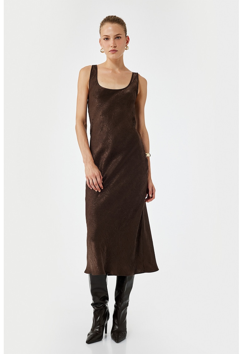 Oferte la Rochie midi fara maneci - Maro inchis