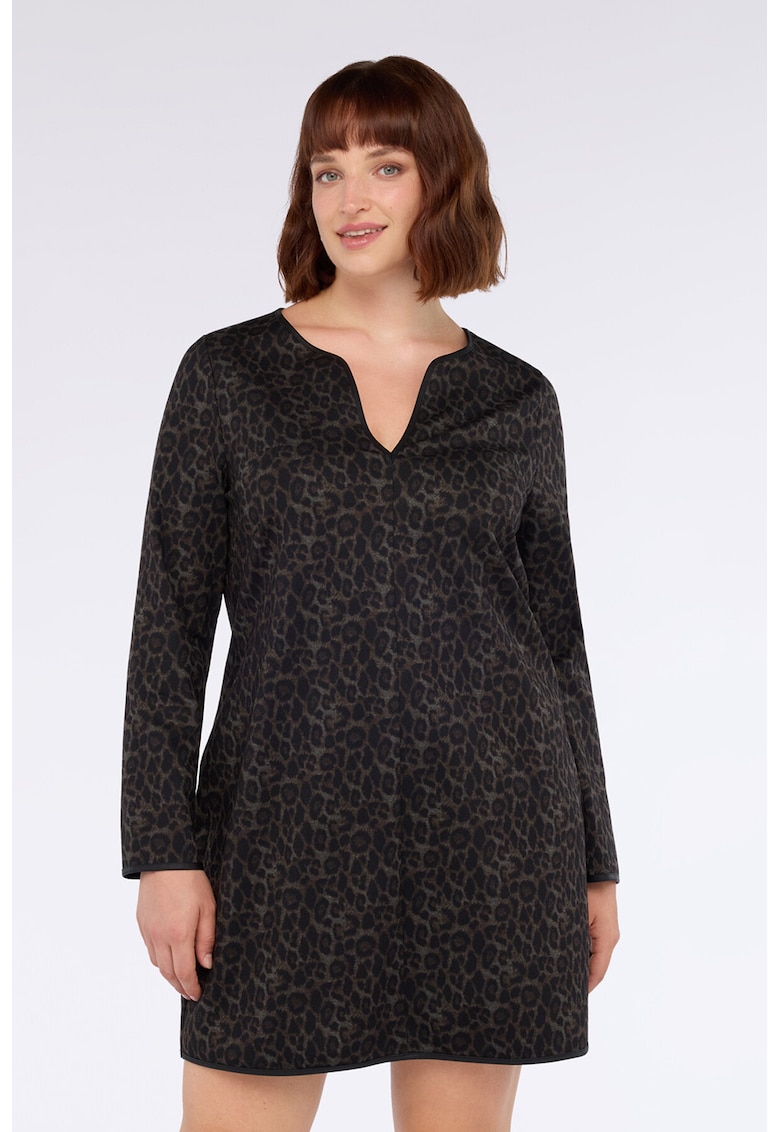 Rochie scurta cu animal print - Negru/Gri inchis