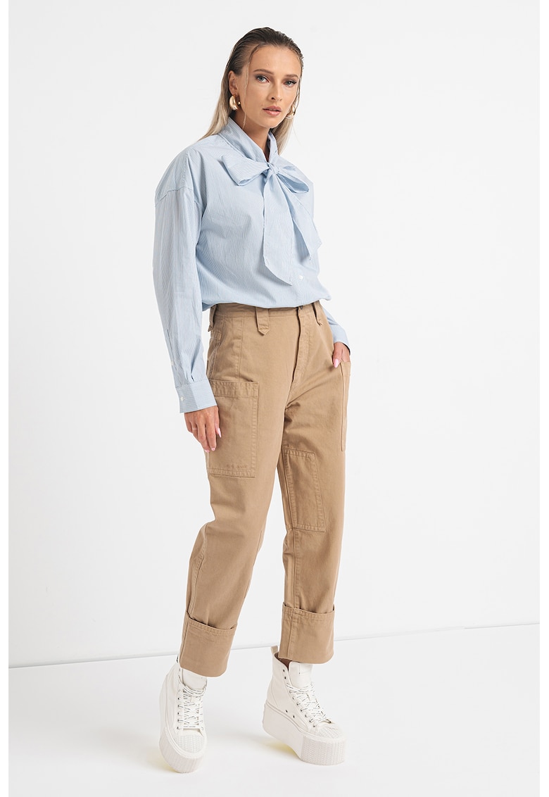 Oferte la Pantaloni drepti cu talie inalta din amestec de in Anais - Bej
