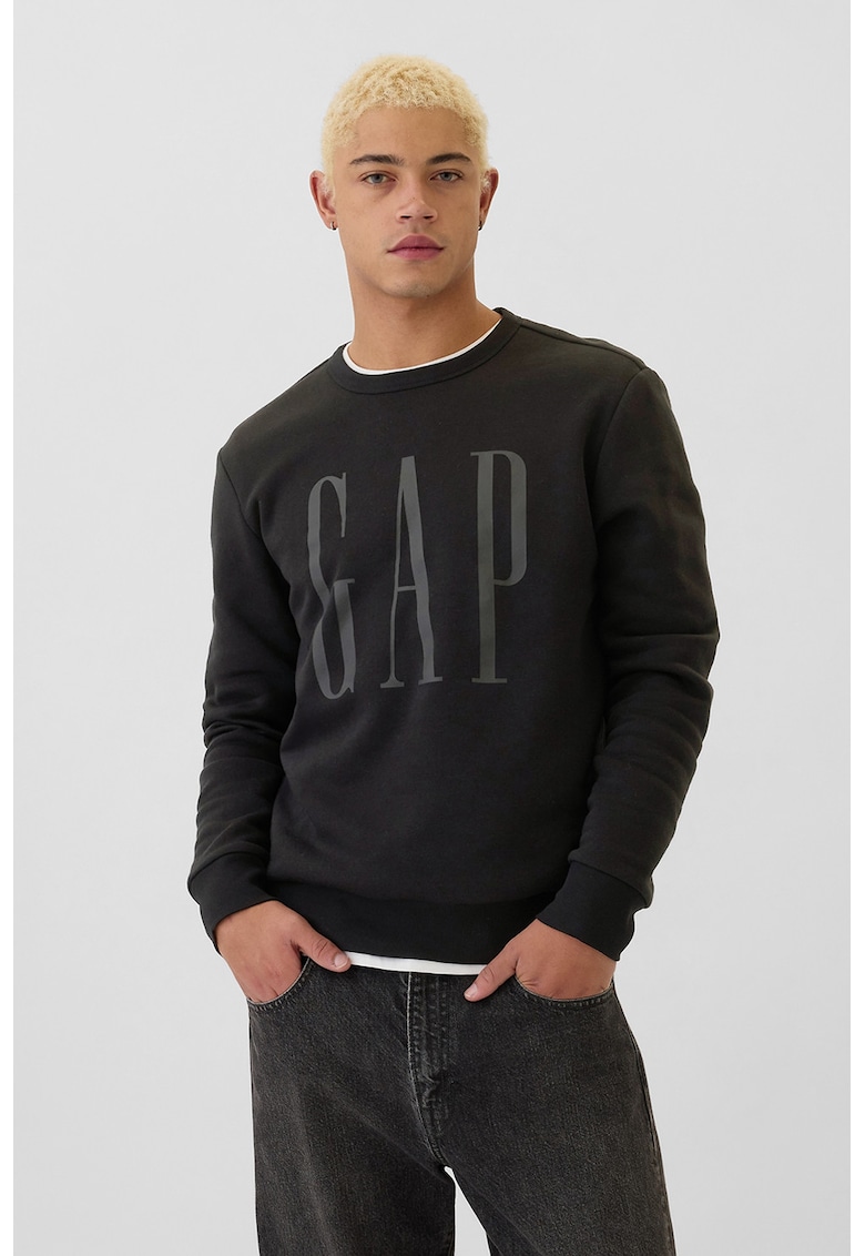 Bluza de trening cu imprimeu logo supradimensionat - Negru