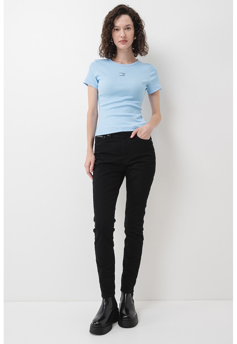 Tricou slim fit striat - Albastru lavanda