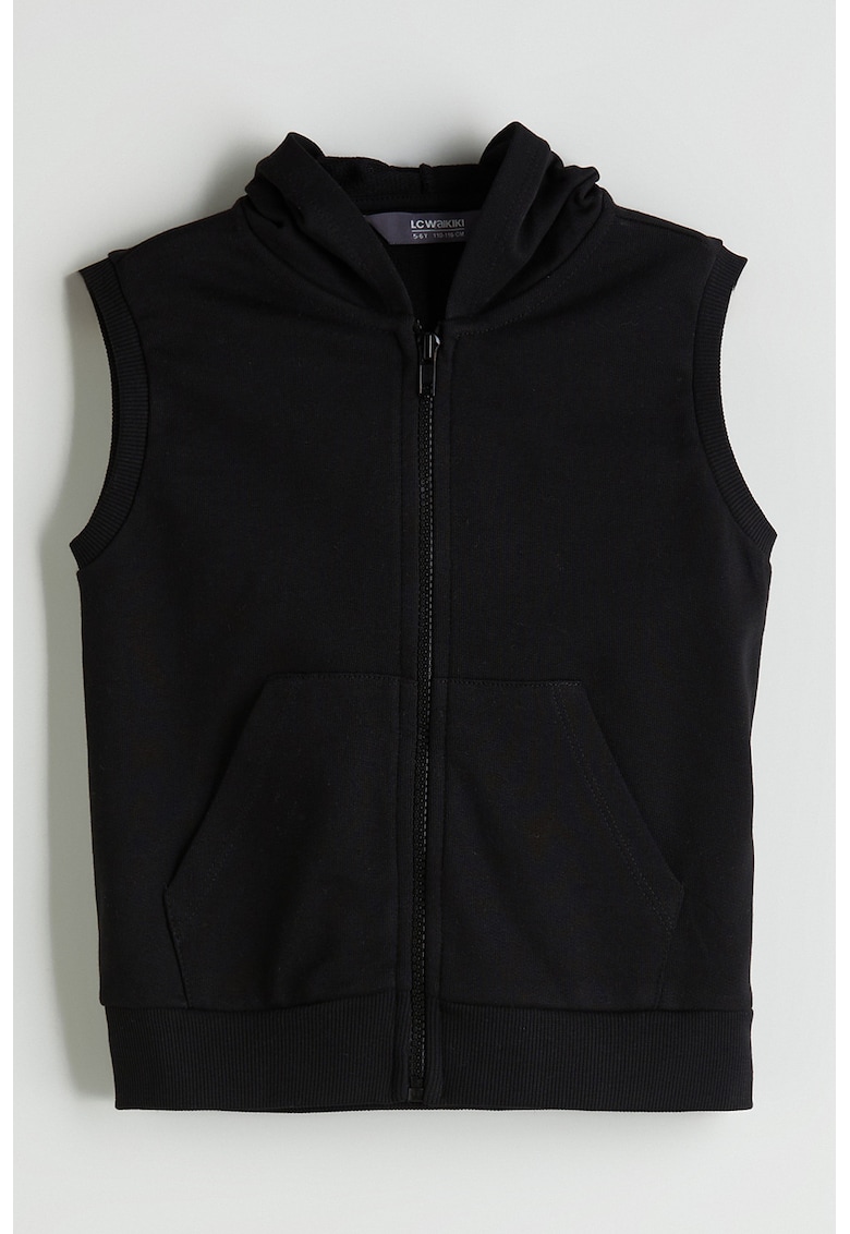 Oferte la Vesta cu gluga si buzunare laterale - Negru