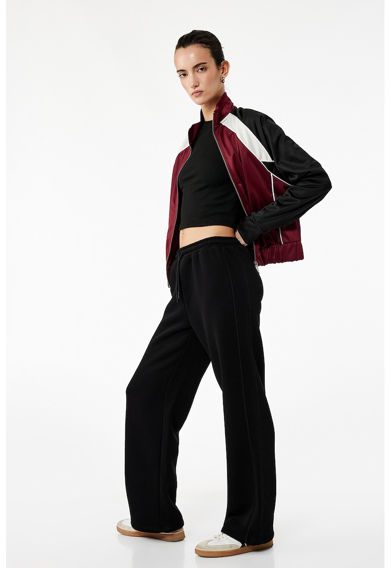 Pantaloni de trening drepti cu snur - Negru