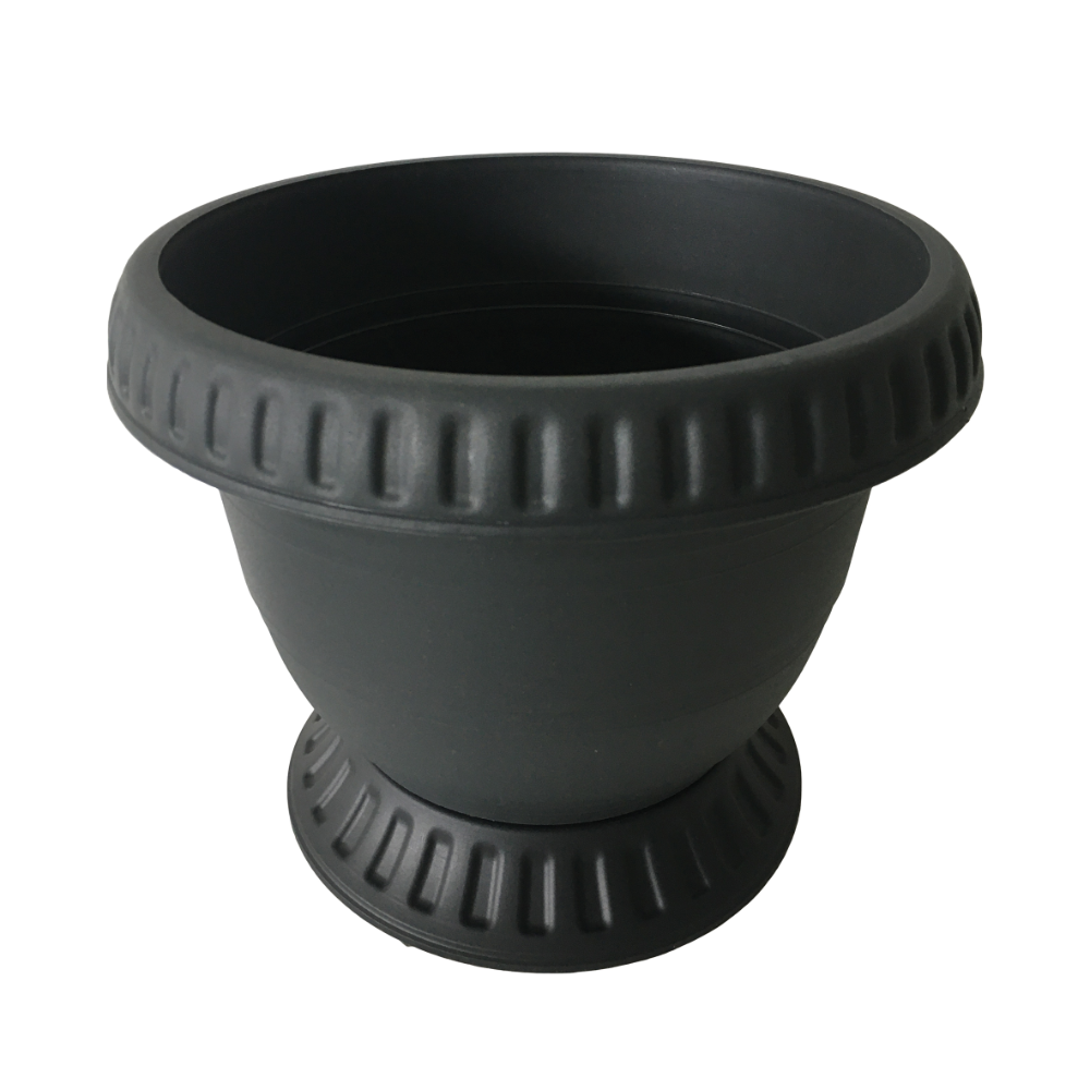 Ghiveci rotund cu suport Bungaloo, polipropilena, antracit, 34 cm