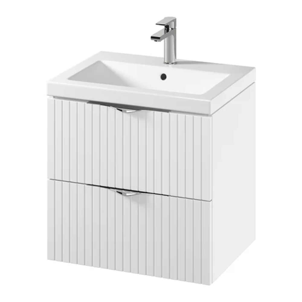 Set mobilier baie Cersanit Tirso, PAL, masca + lavoar, alb, 59.4 x 57.2 x 44.6 cm