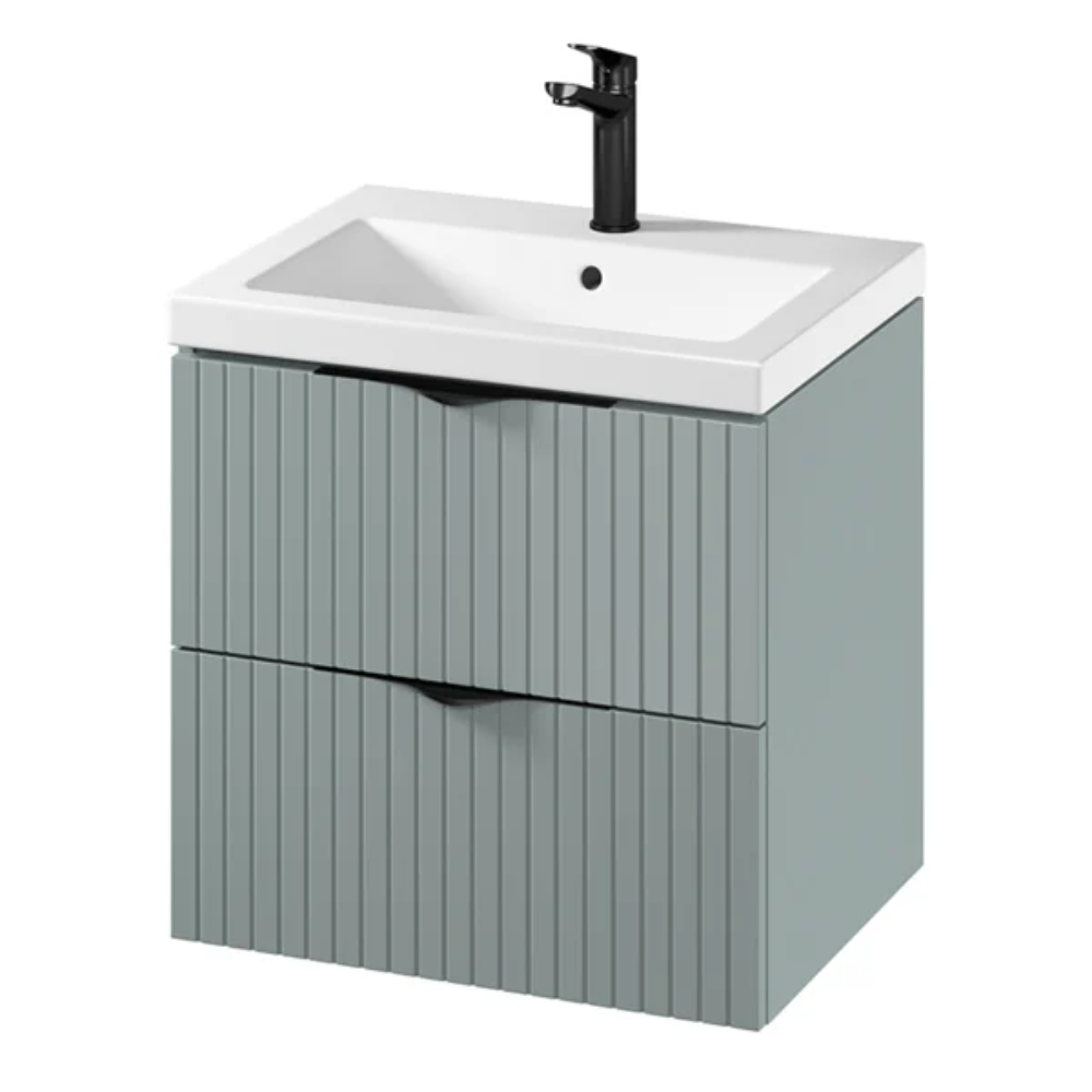 Set mobilier baie Cersanit Tirso, PAL, masca + lavoar, verde mat, 59.4 x 57.2 x 44.6 cm