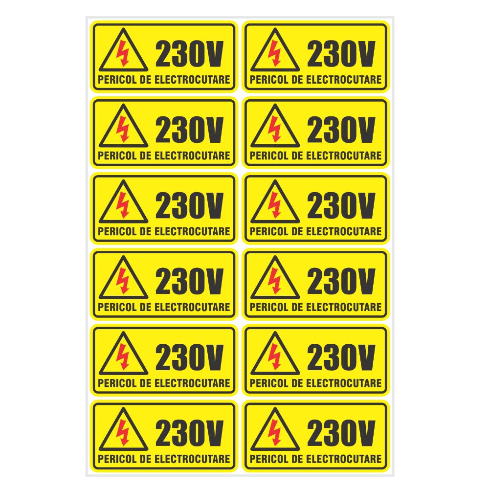 Oferte la Indicator avertizare tensiune la priza 230V, autocolant, 12 buc/coala