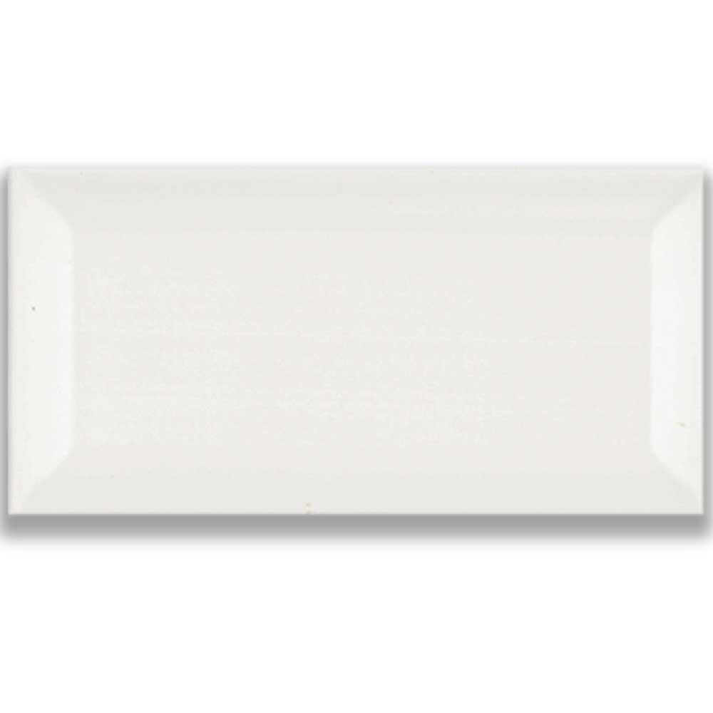Faianta bucatarie Metro White Bevelled Glossy, alb, lucios, uni, 20 x 10 cm