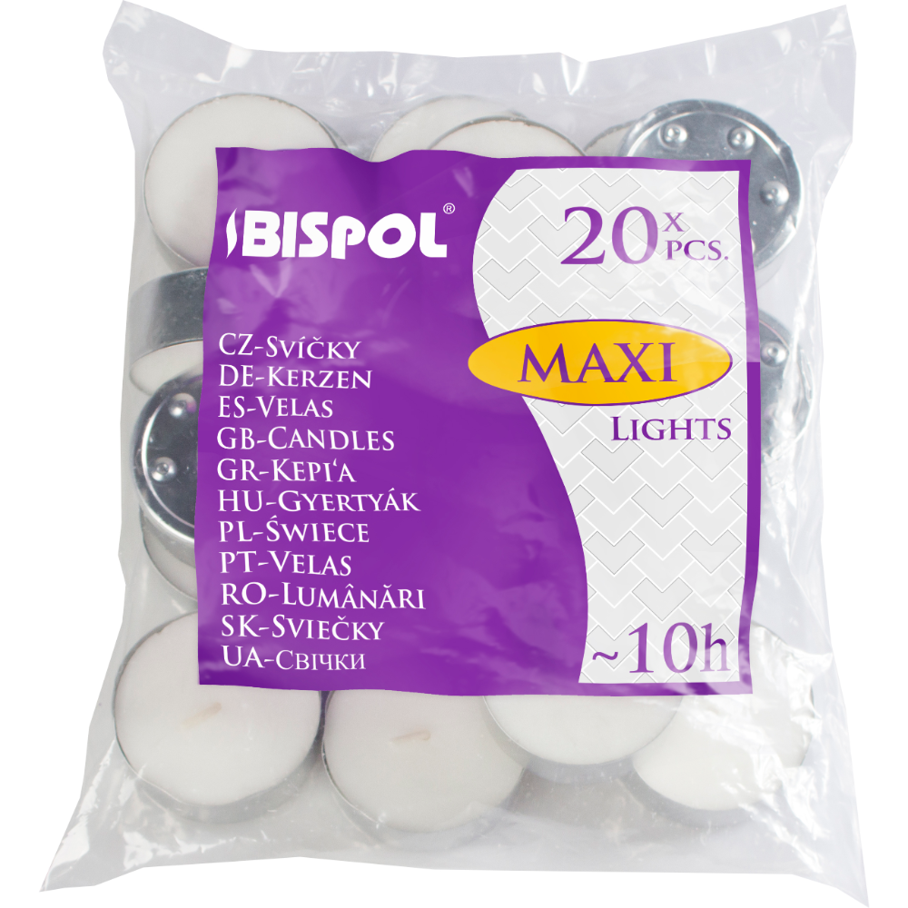 Oferte la  Set 20 lumanari  tip pastila maxi, alb