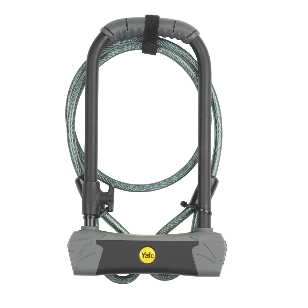 Cablu antifurt pentru bicicleta Yale tip U, cu cheie, negru, 115mm
