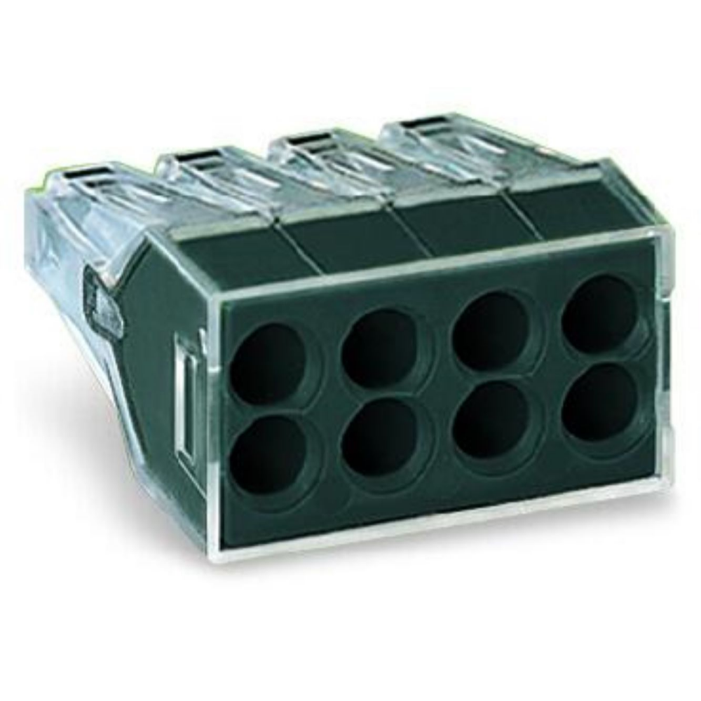 Conector imbinare Push Wire Wago 773-108, 30 A, conductori unifilari, 8 x 2.5 mmp, 50 bucati/set