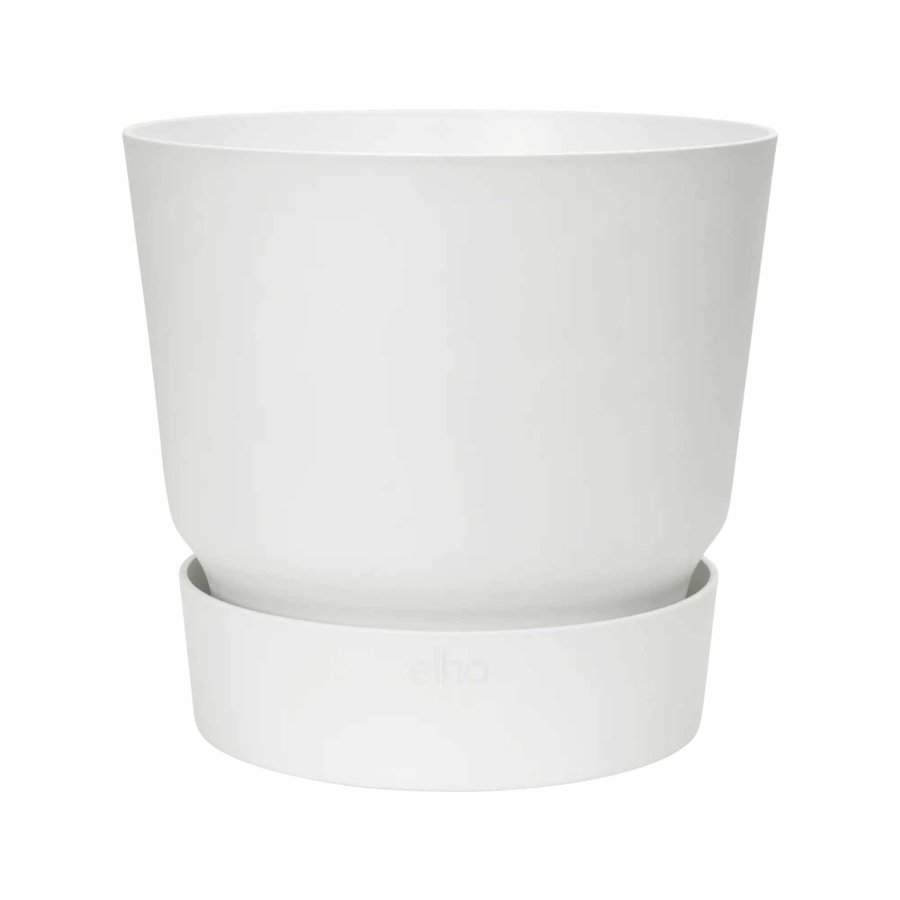 Ghiveci cu rezervor de apa Elho Greenville, plastic, alb, diametru 14 cm