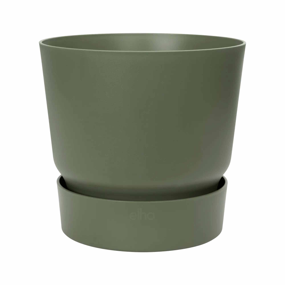 Ghiveci cu rezervor de apa Elho Greenville, plastic, verde, diametru 20 cm
