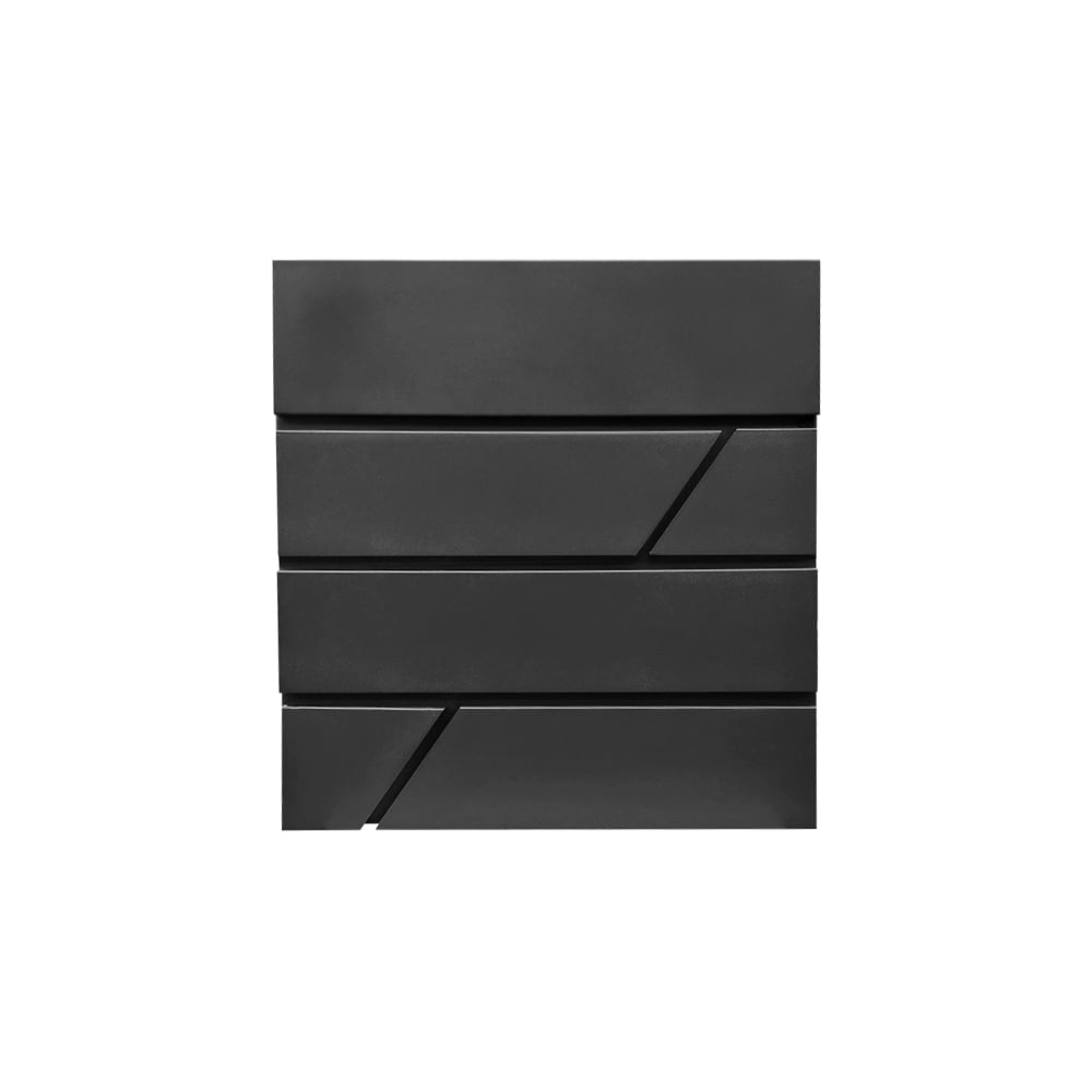 Cutie postala 3 in 1 exterior, otel galvanizat, model cu linii, gri antracit, 370 x 370 x 105 mm