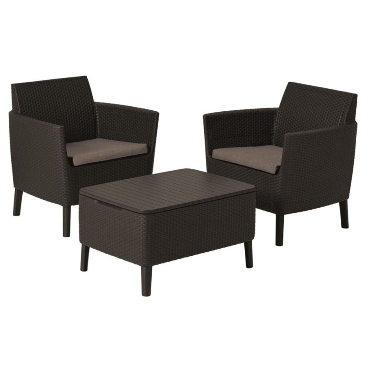 Oferte la Set mobilier pentru balcon Keter Salemo, 1 masa, 2 fotolii, maro 