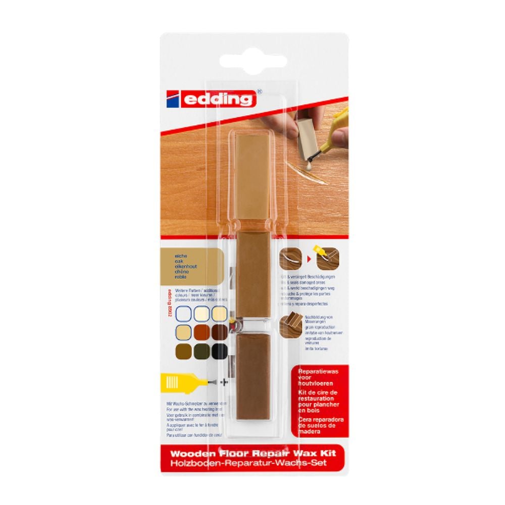 Kit de ceara pentru repararea pardoselilor din lemn Edding 8902, stejar, 3 buc/set