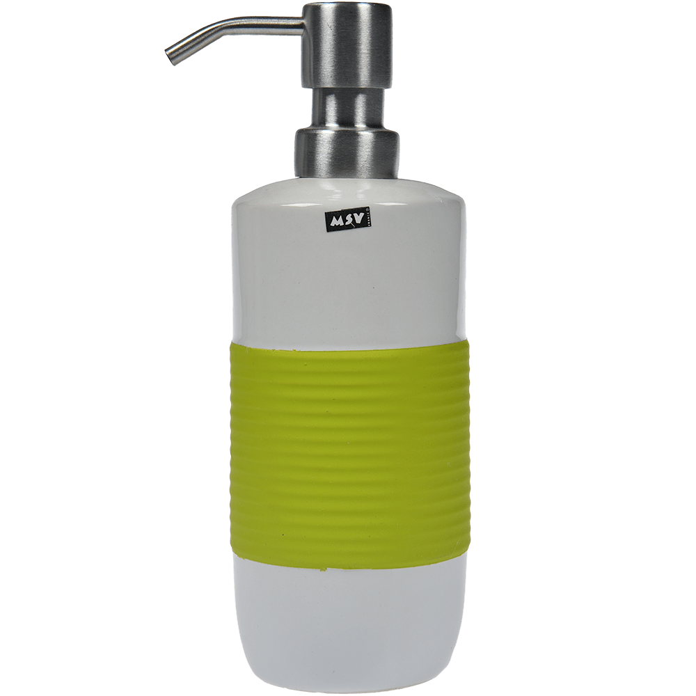 Dozator sapun lichid MSV Moorea, ceramica, alb-verde, 20,5 x 7,5 cm