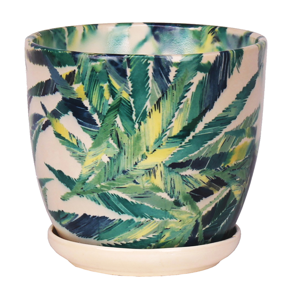 Oferte la Ghiveci cu farfurie Eko Ceramica Wenus, ceramica, feriga, 1.9 kg, diametru 20 cm, 18.5 cm