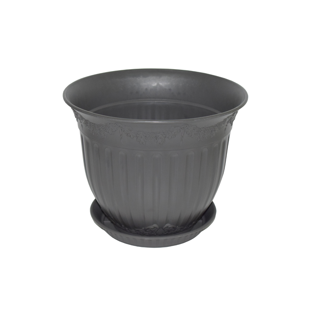 Ghiveci rotund cu suport Calla, polipropilena, antracit, 25 cm