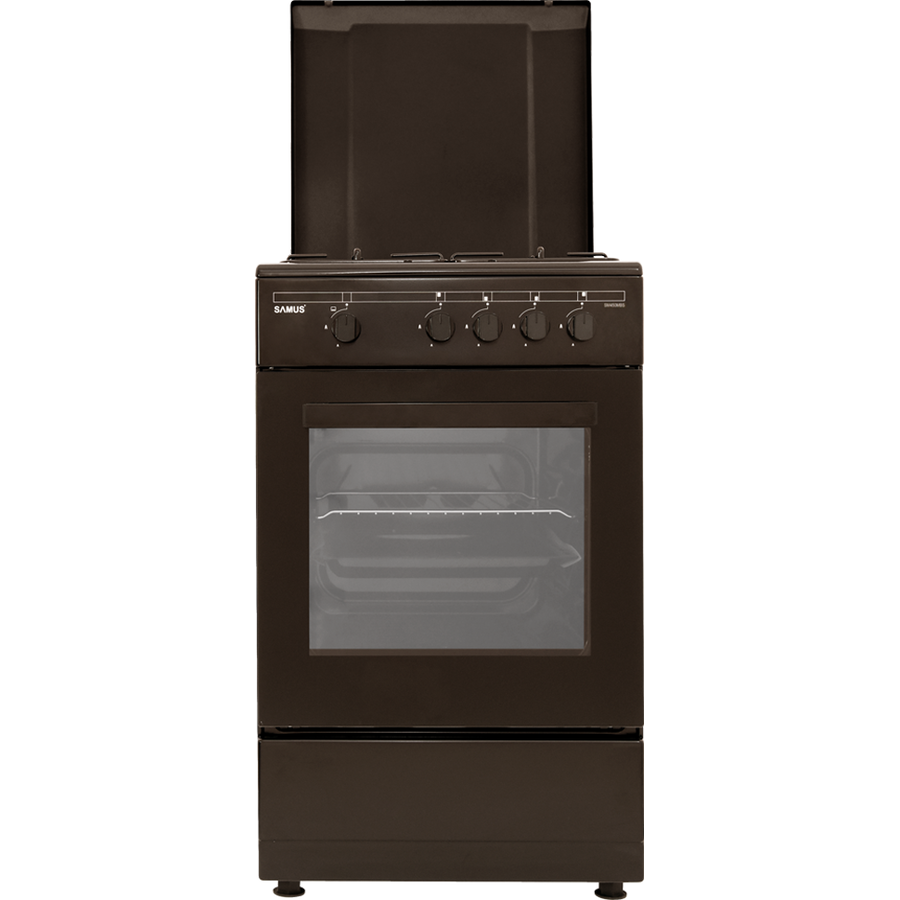 Oferte la Aragaz pe Gaz SM450MBS Geam dublu la cuptor 4 Arzatoare Maro