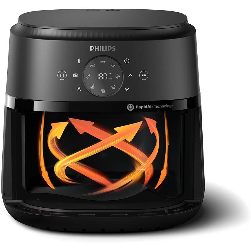 Oferte la Friteuza cu Aer Cald Airfryer Seria 2000 NA230/00 Compact Digital 1700W 6.2l / 0.8kg Afisaj Digital Fereastra 13-in-1 Functii de Gatire 9 Programe Presetate Dimensiune Compacta (4 Portii) Curatare Usoara Negru