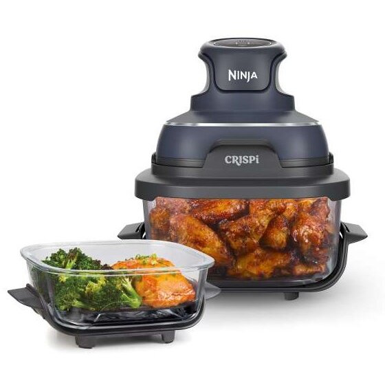 Oferte la Friteuza CRISPi Single 3.8L 1700W Aer Cald Albastru Gri Transparent