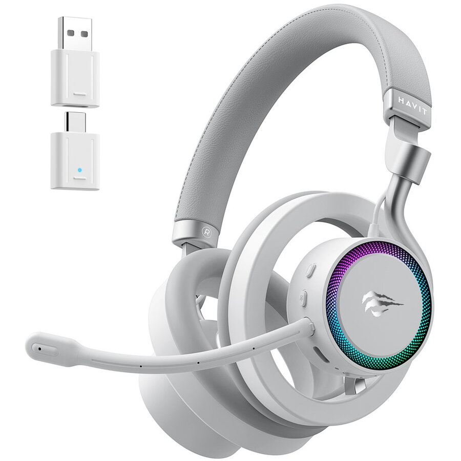 Casti Fuxi-H8 Wireless Gaming Alb