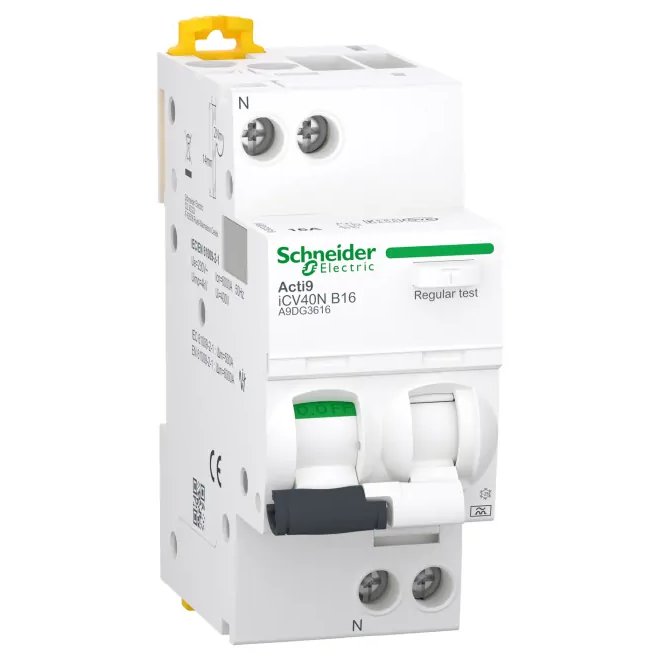 Intrerupator diferential RCBO A9iCV40N 1P+N B 16A 6kA 30mA tip A Schneider A9DG3616