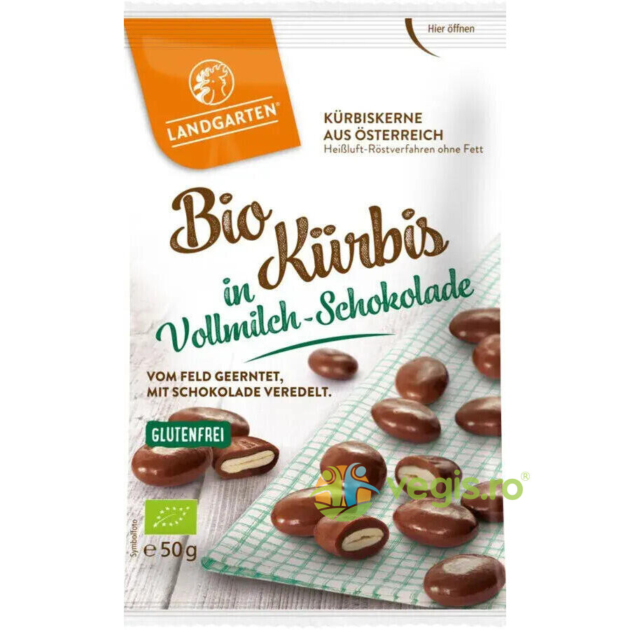 Seminte de Dovleac Invelite in Ciocolata cu Lapte Ecologice/Bio 50g