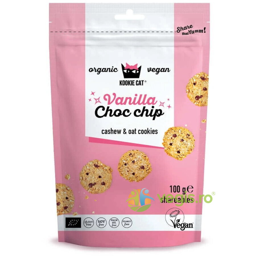 Oferte la Cookies (Fursecuri) cu Vanilie si Ciocolata fara Gluten Kookie Cat Ecologice/Bio 100g