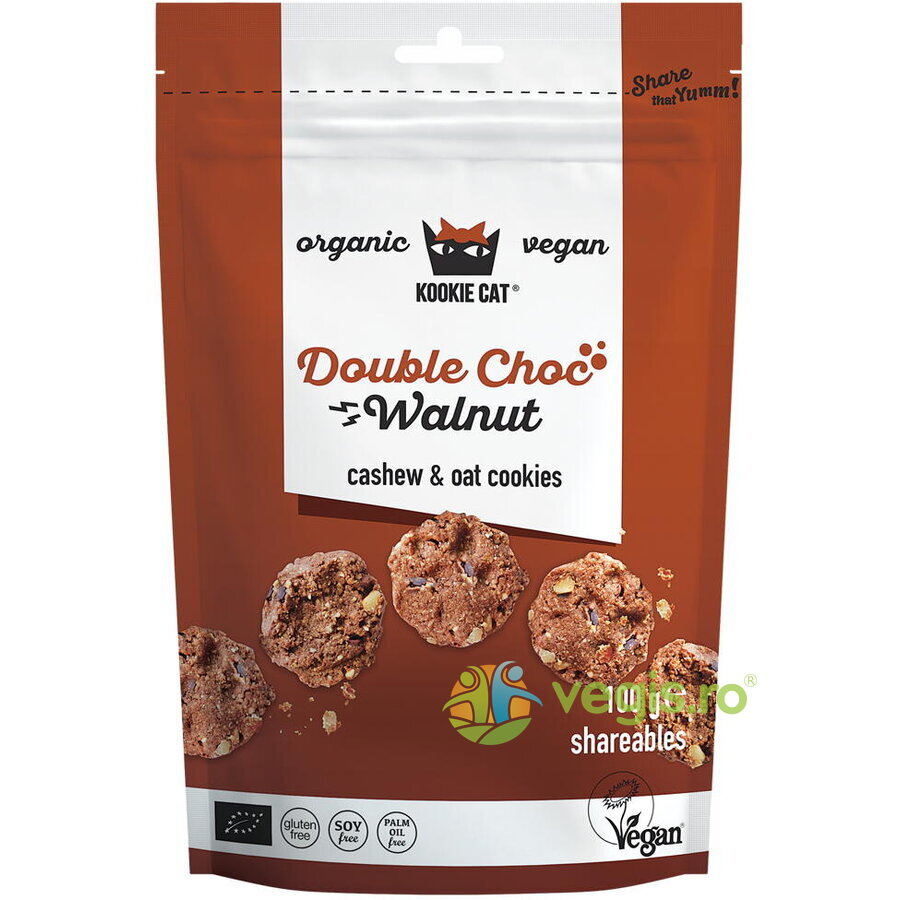 Oferte la Cookies (Fursecuri) cu Ciocolata si Nuci fara Gluten Kookie Cat Ecologice/Bio 100g