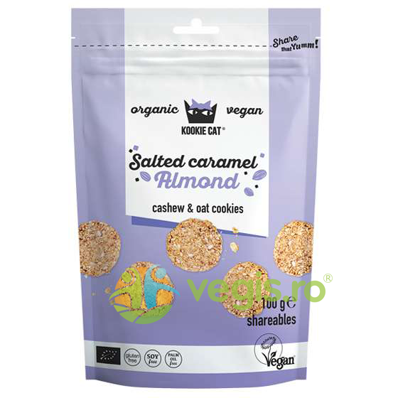 Oferte la Cookies (Fursecuri) cu Migdale Sarate si Caramelizate fara Gluten Kookie Cat Ecologice/Bio 100g