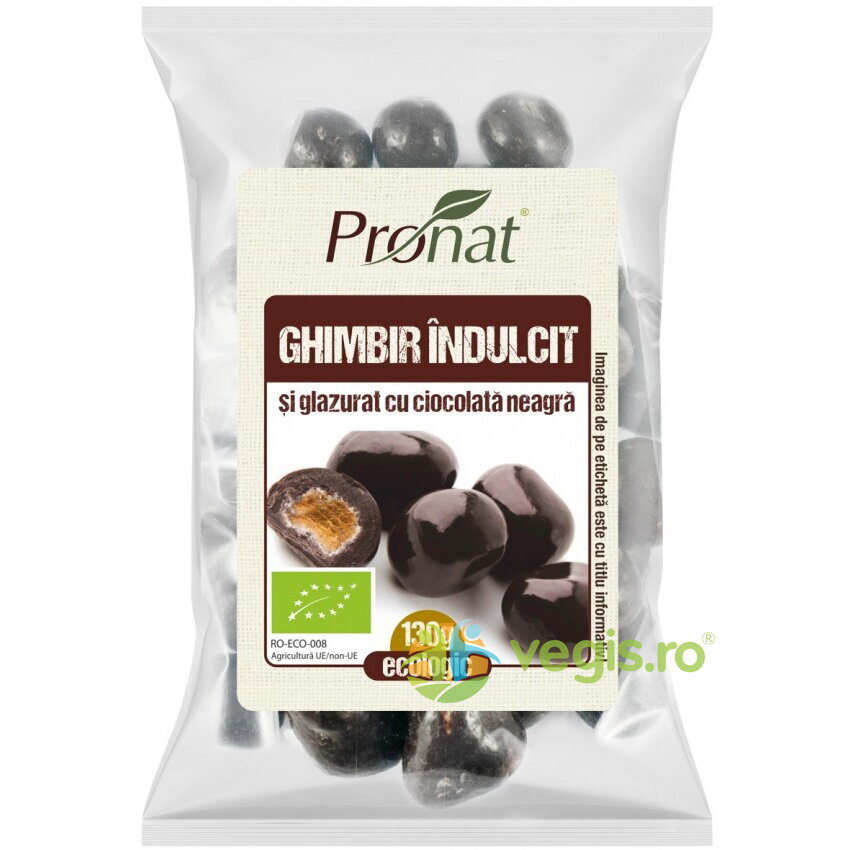 Ghimbir Indulcit si Glazurat cu Ciocolata Neagra Ecologic/Bio 130g