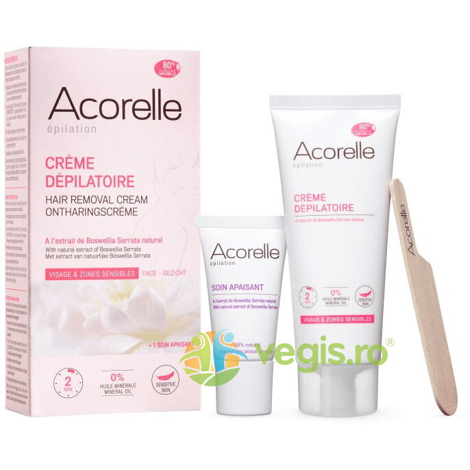 Oferte la Crema Depilatoare Naturala pentru Fata si Zone Sensibile (Crema + Balsam + 1 Spatula) 75ml