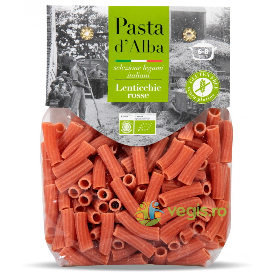 Paste Maccheroni din Linte Rosie fara Gluten Ecologice/Bio 250g