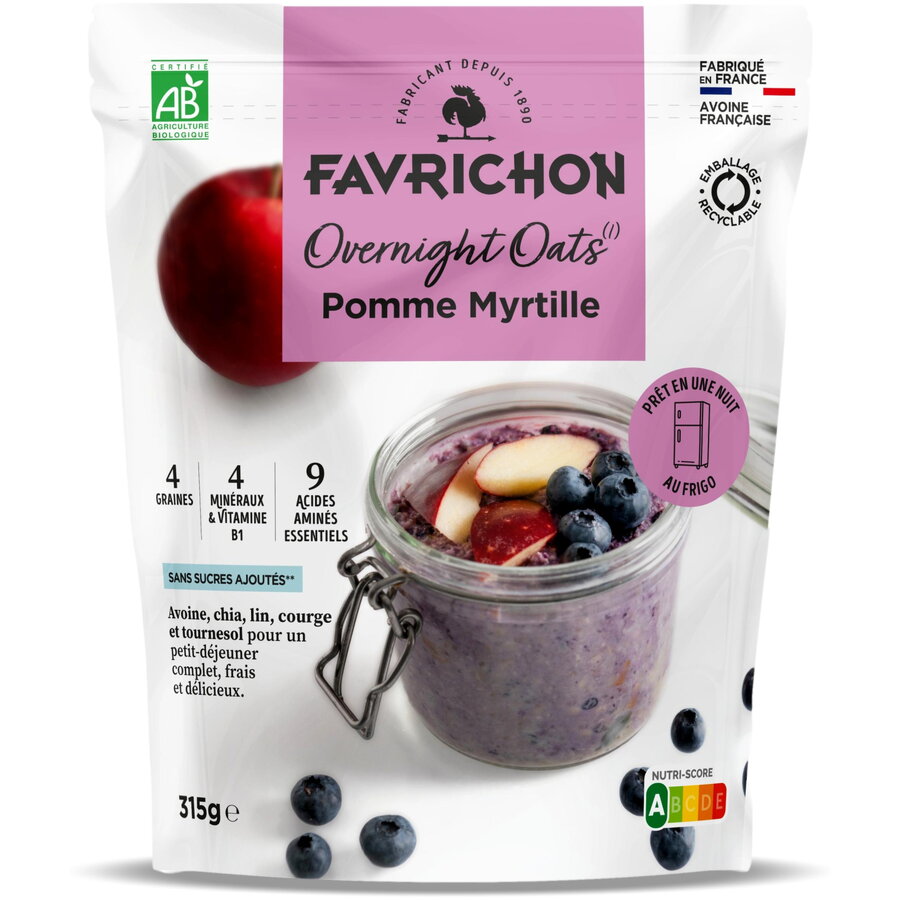Cereale din Ovaz cu Mar si Afine (Preparare peste Noapte) Ecologice/Bio 315g
