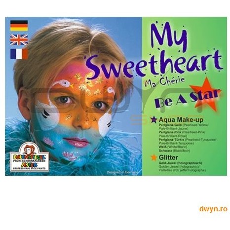 Set 6 Culori speciale germane pe baza de apa pentru pictura pe fata si pe corp My Sweetheart