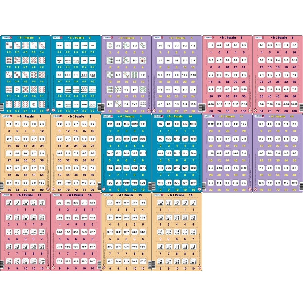 Set 16 Puzzle-uri Inmultire si Impartire, 25 Piese Larsen LRP_49