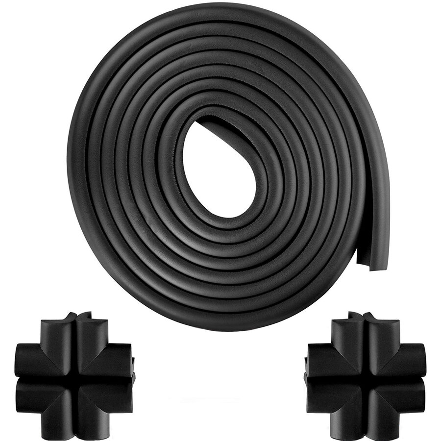 Set Rola protectie multifuntionala XXL de 6m si 8 aparatori moi pentru colturi Bambinice BN008, Negru