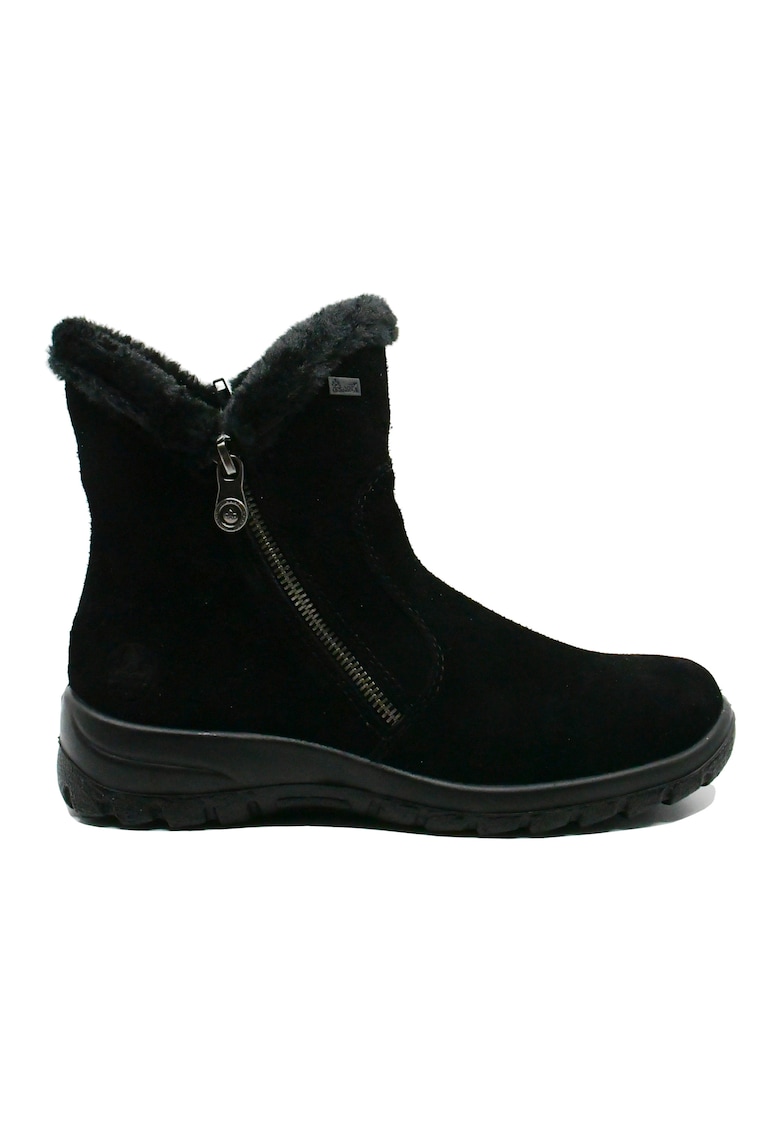 Ghete dama  negre - cu blanita si fermoar decorativ - Negru