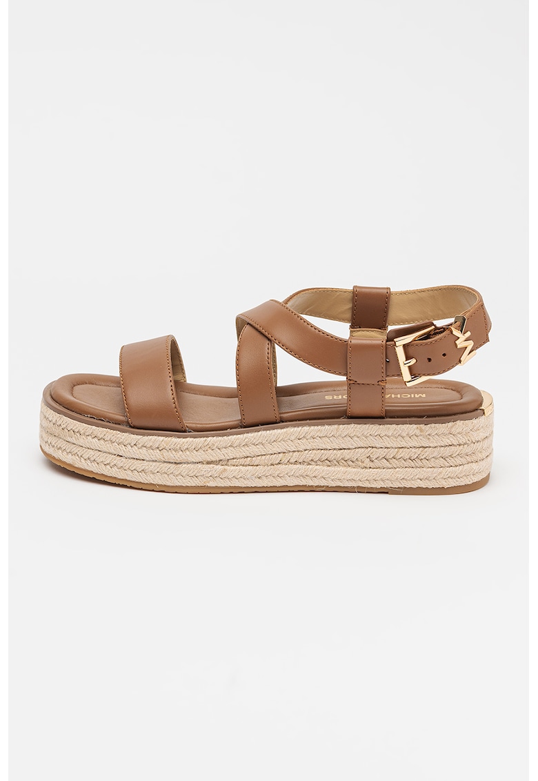 Oferte la Sandale-espadrile din piele cu talpa flatform Lynn - Maro scortisoara
