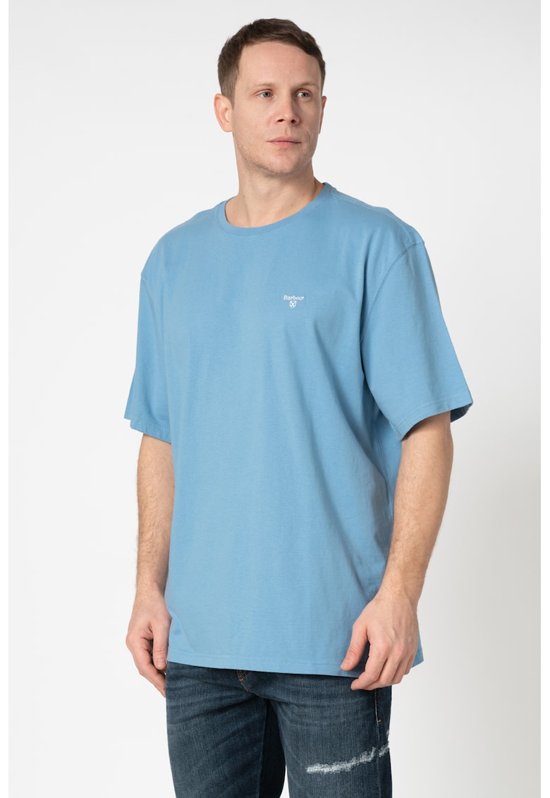 Oferte la Tricou din bumbac cu decolteu la baza gatului - Albastru lavanda