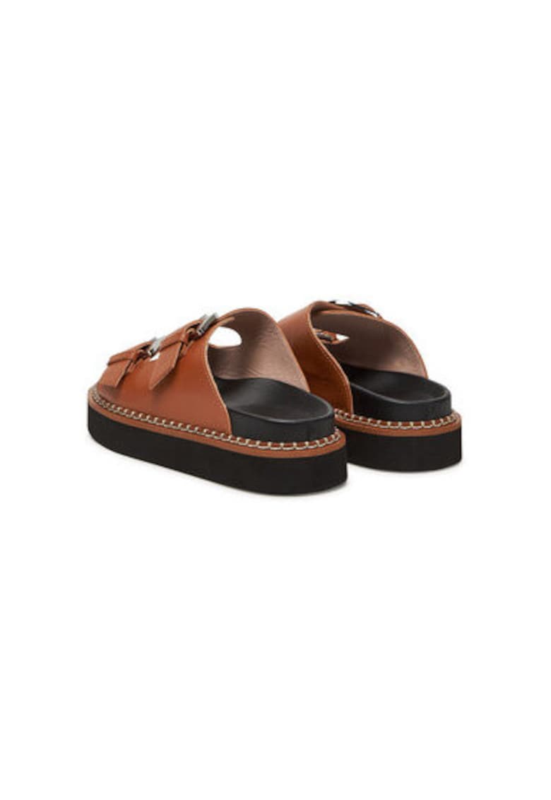Oferte la Slapi dama - SOF 17 03 01 W12 -  Piele naturala - Maro