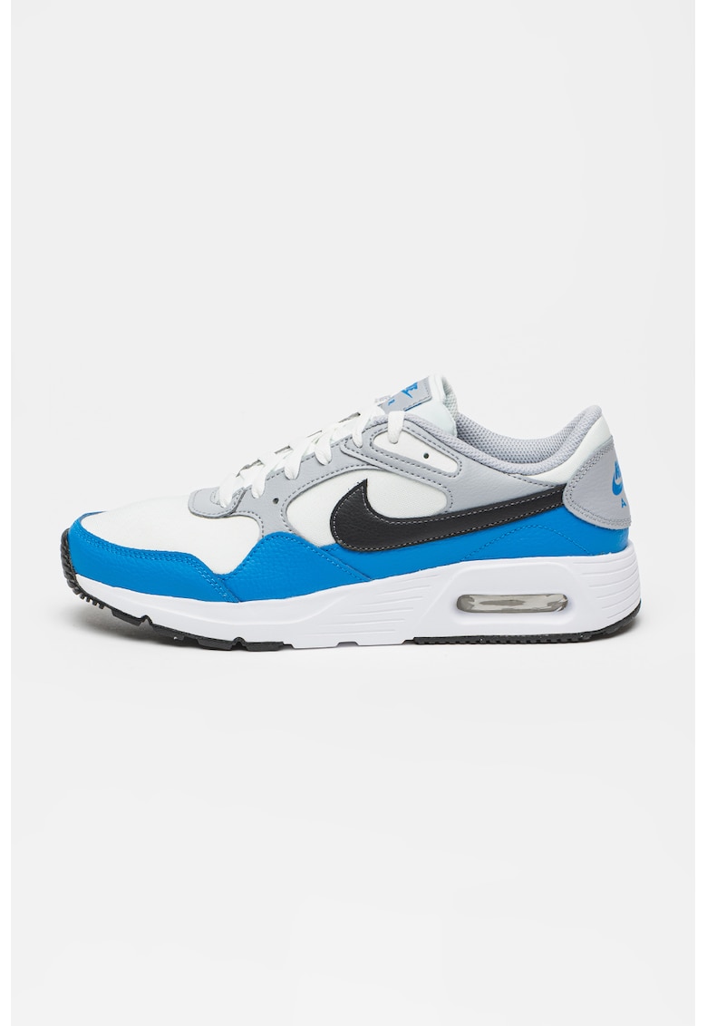 Pantofi sport Air Max cu insertii din piele - Alb/Gri/Albastru royal