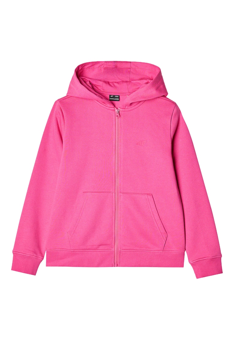 Hanorac sport pentru fete  roz - cu fermoar - gluga - material bumbac/poliester