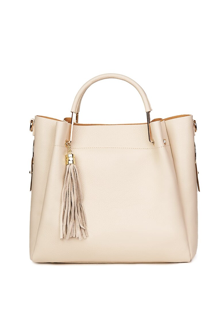 Geanta dama din piele naturala Fabiana crem - 32x32cm
