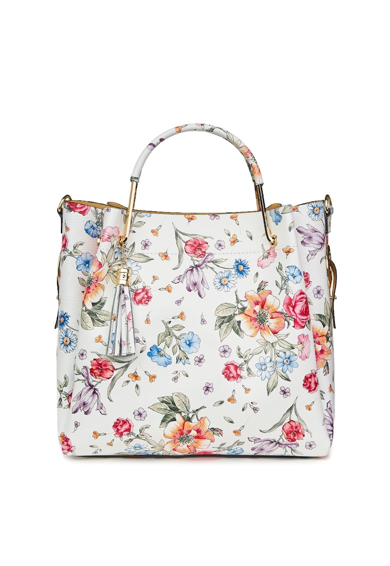 Geanta dama din piele naturala Fabiana cu model floral