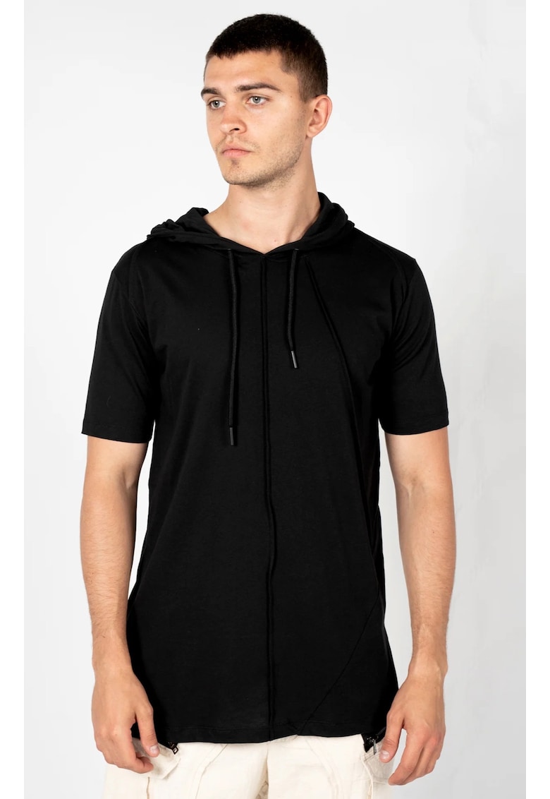 Tricou din bumbac cu gluga reglabila -
