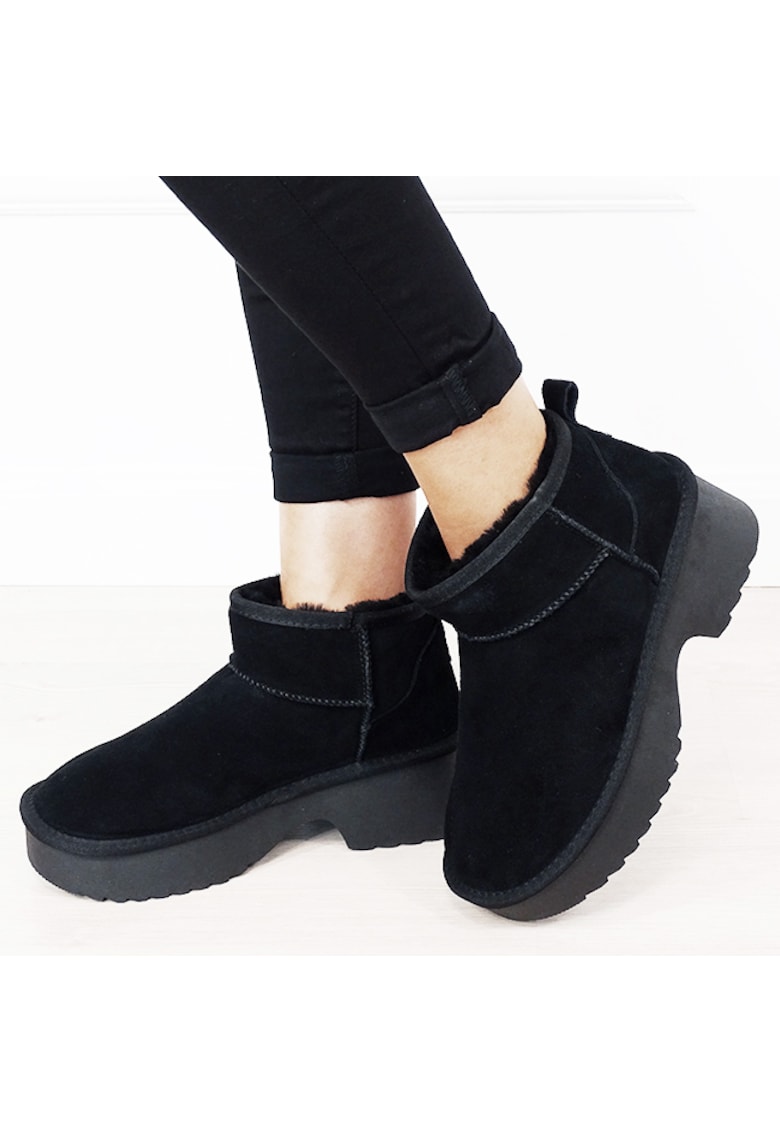 Ghete negre din piele naturala W5878 114 18261 - Negru